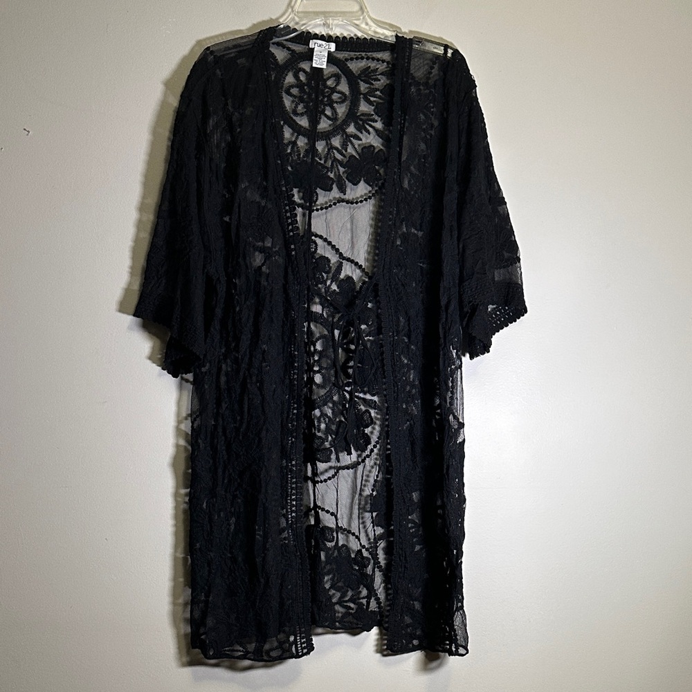 Rue21 Black Lace Overlay Robe Medium Whimsigoth Goth